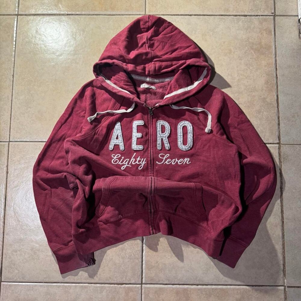 Y2k aeropostale burgundy zip up Size XL in Womens